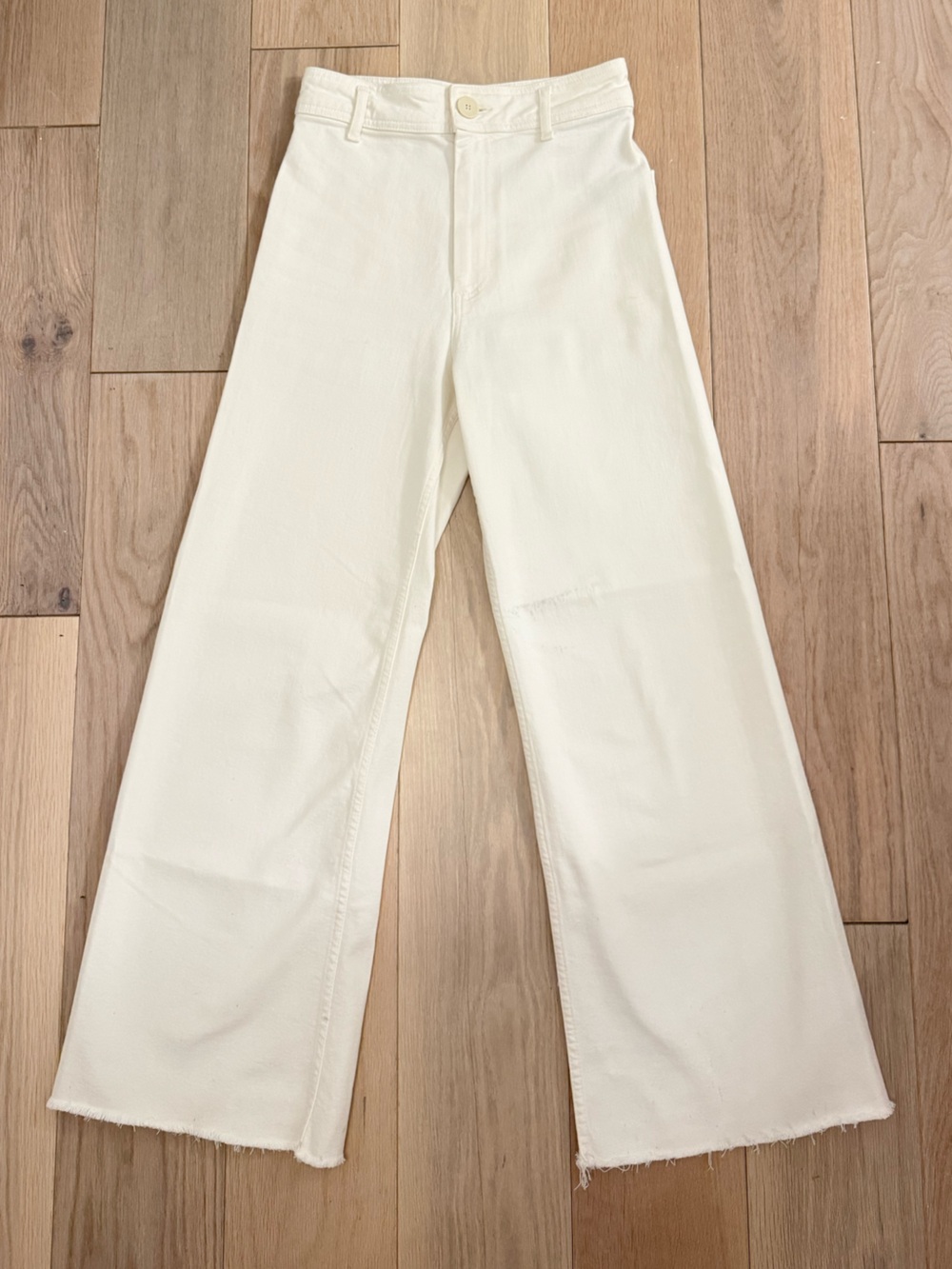 ZARA WHITE DENIM HIGH RISE WIDE LEG PANTS SIZE 2